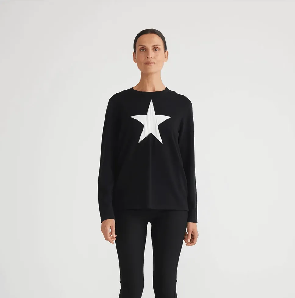 Brave   True Black Petra Star Knit Jumper BT6909-1
