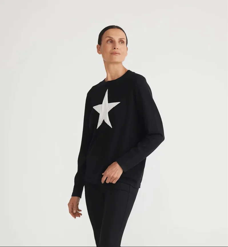Brave   True Black Petra Star Knit Jumper BT6909-1