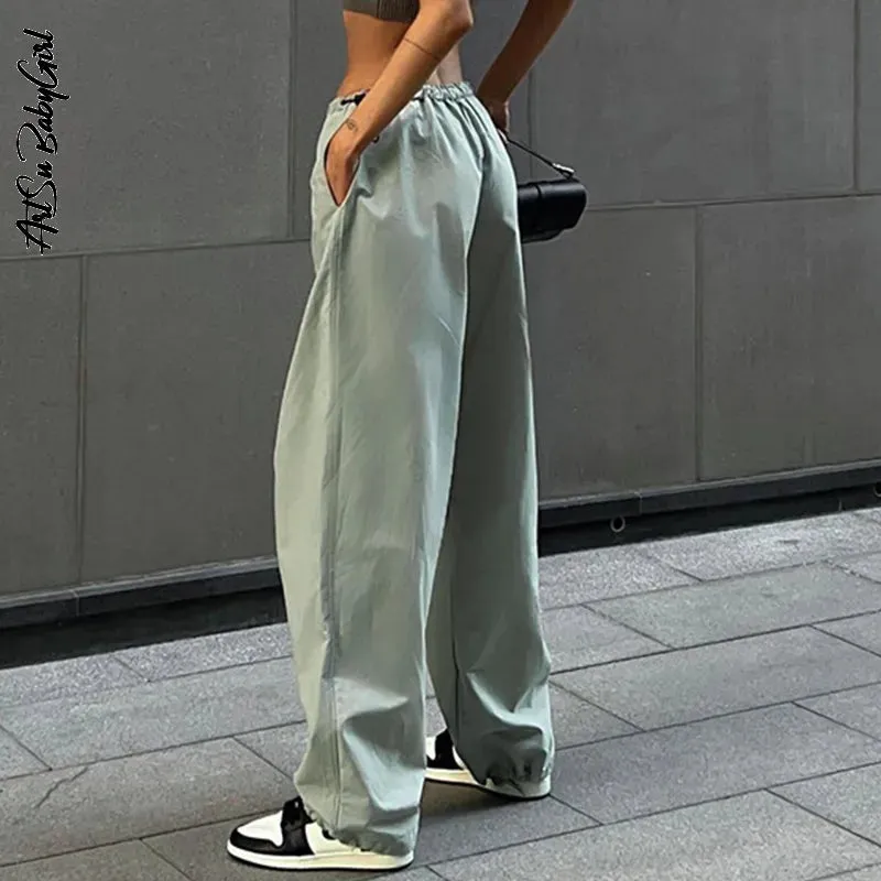 Cargo Pants Y2K Clothes Loose Drawstring Low Waist Joggers