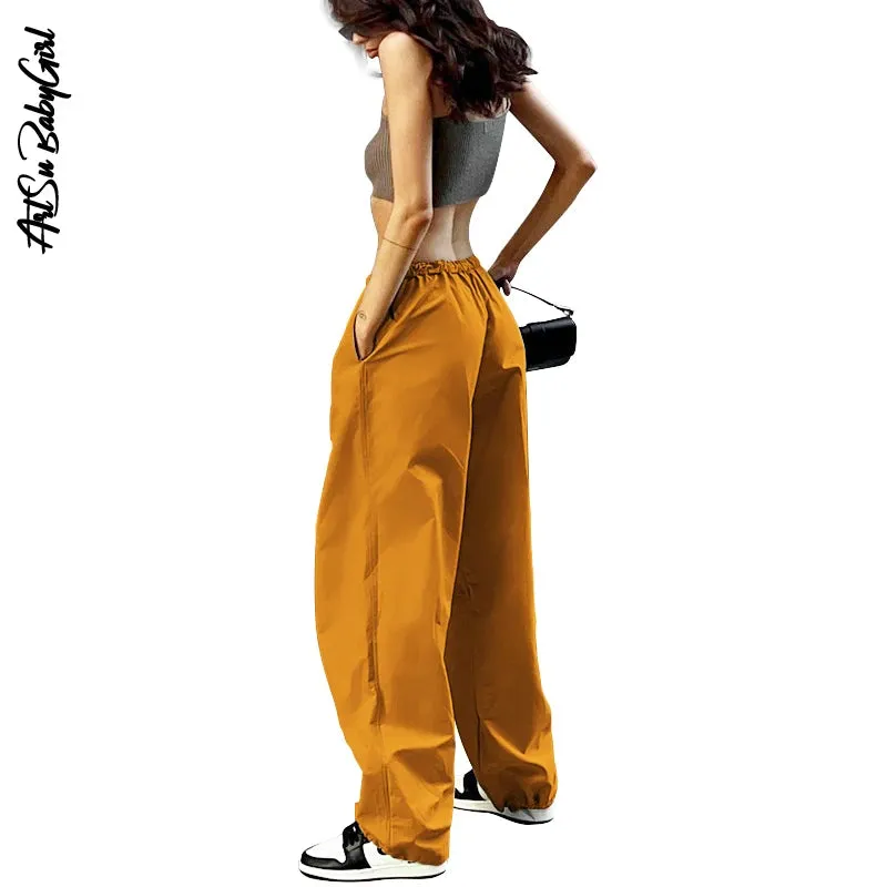 Cargo Pants Y2K Clothes Loose Drawstring Low Waist Joggers