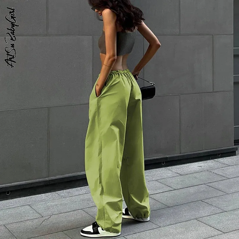 Cargo Pants Y2K Clothes Loose Drawstring Low Waist Joggers