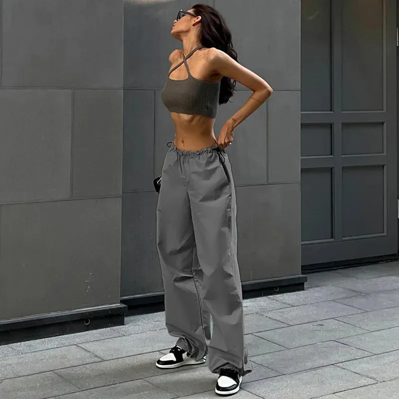 Cargo Pants Y2K Clothes Loose Drawstring Low Waist Joggers