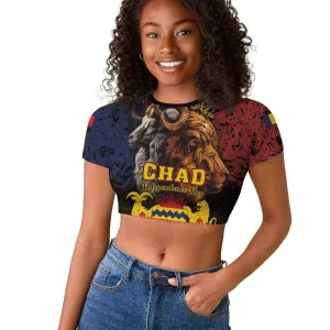 Chad Independence Day 1960 Raglan Cropped T shirt Tchad Goat and Lion African Pattern LT01