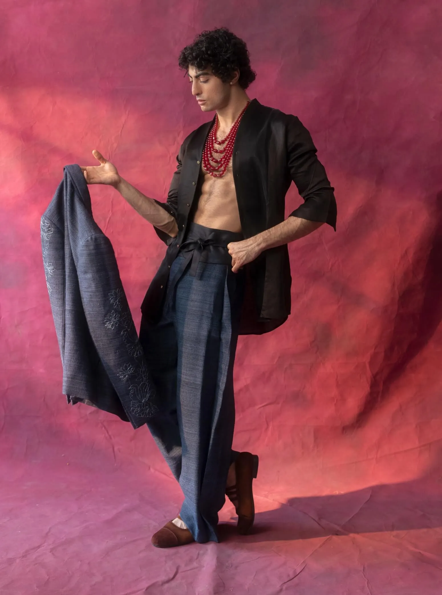 Chrysanthemum midnight blue blazer and trousers