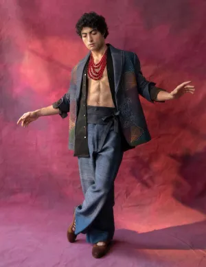 Chrysanthemum midnight blue blazer and trousers
