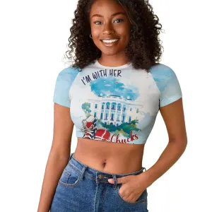 Chucks N Pearls 2024 Raglan Cropped T shirt I'm With Her LT7