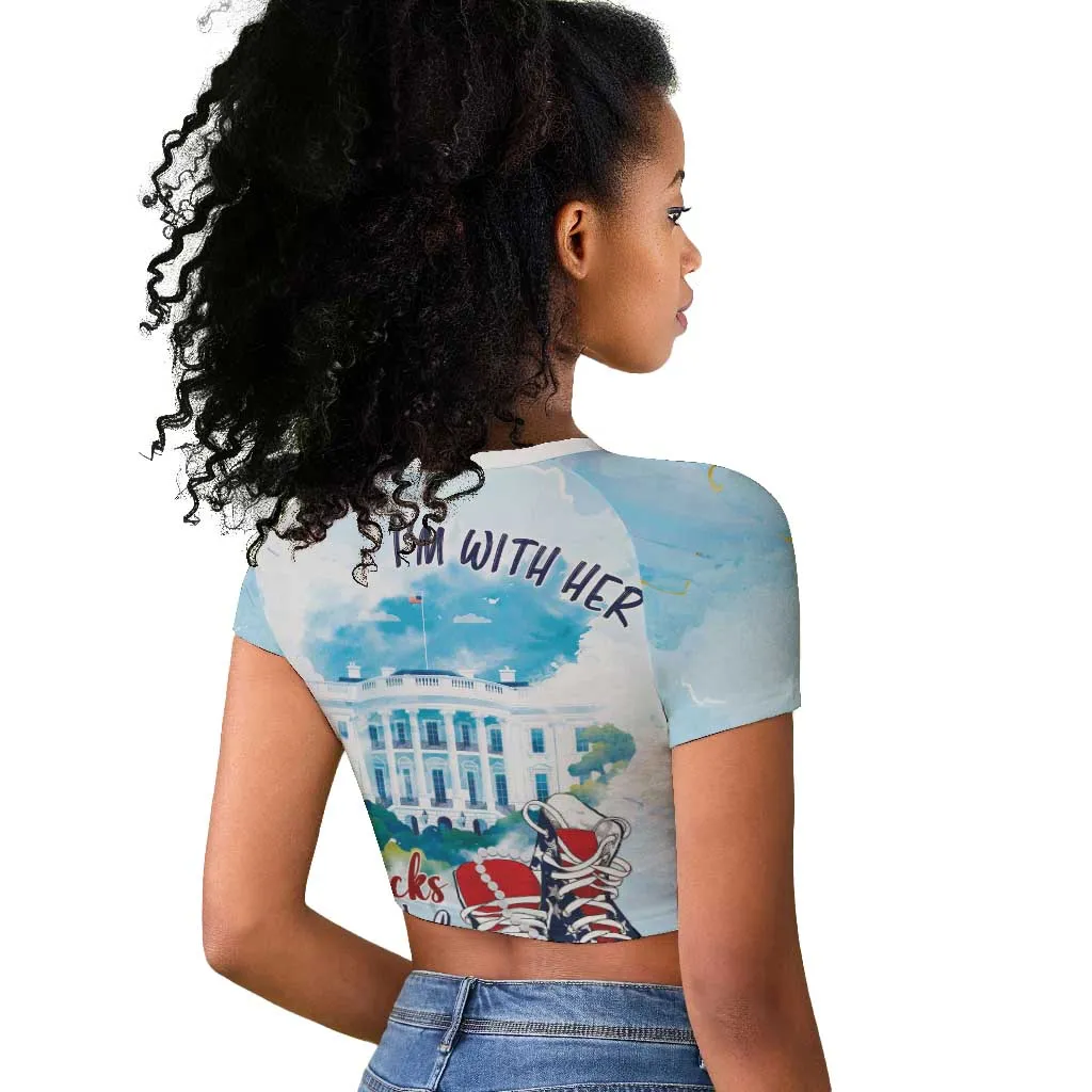 Chucks N Pearls 2024 Raglan Cropped T shirt I'm With Her LT7