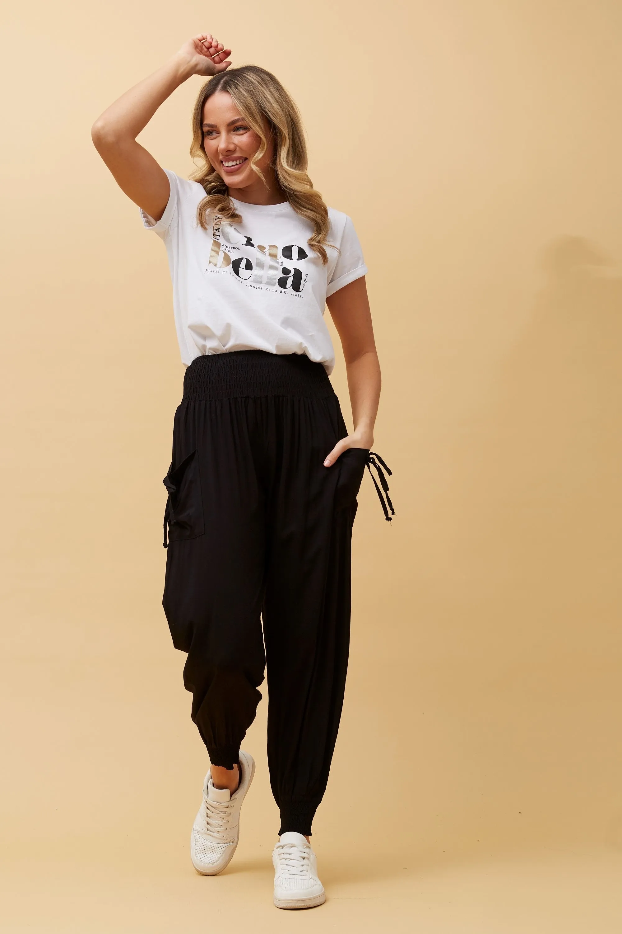 CKM |Solid Harem Pants | Black