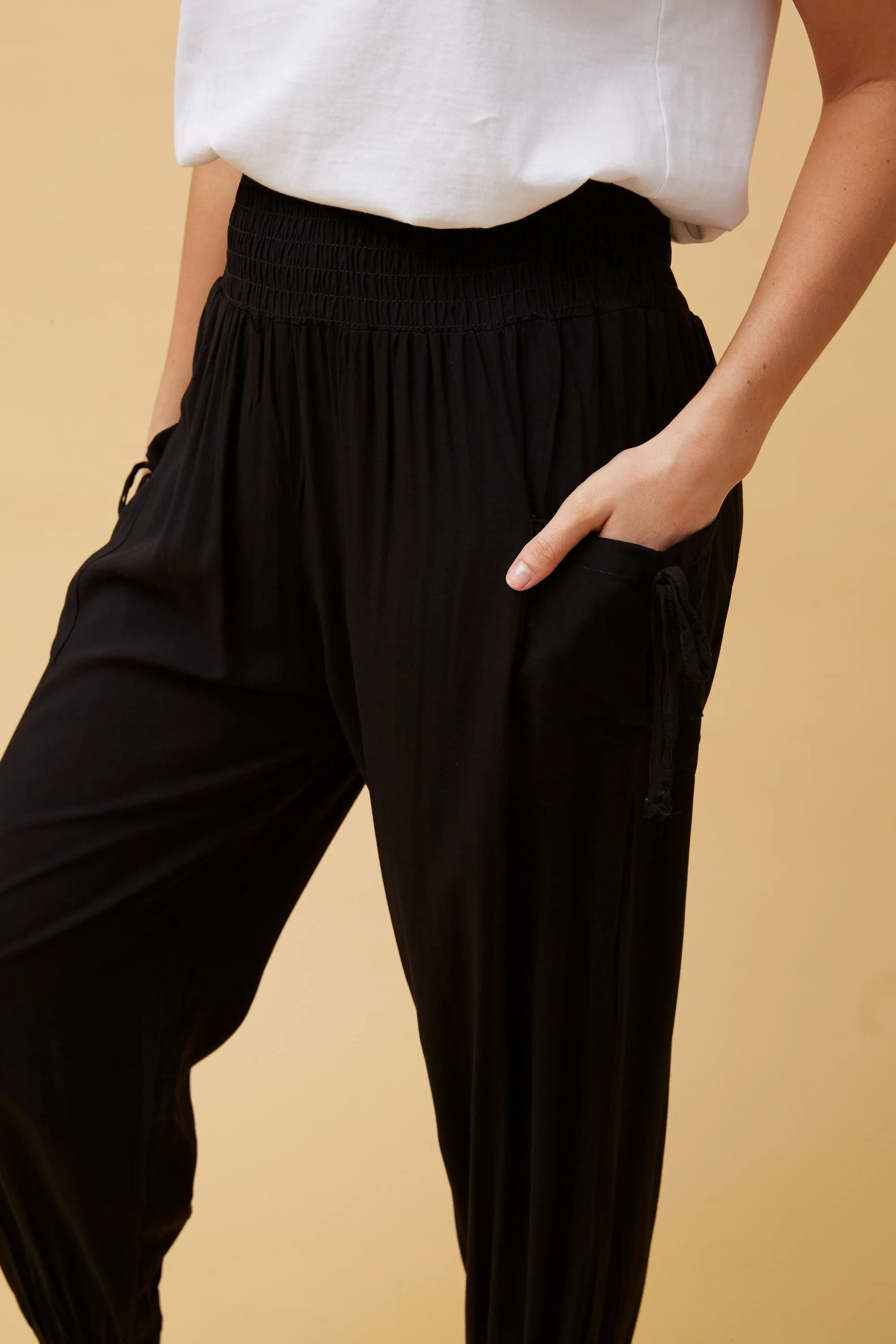 CKM |Solid Harem Pants | Black