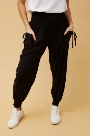 CKM |Solid Harem Pants | Black