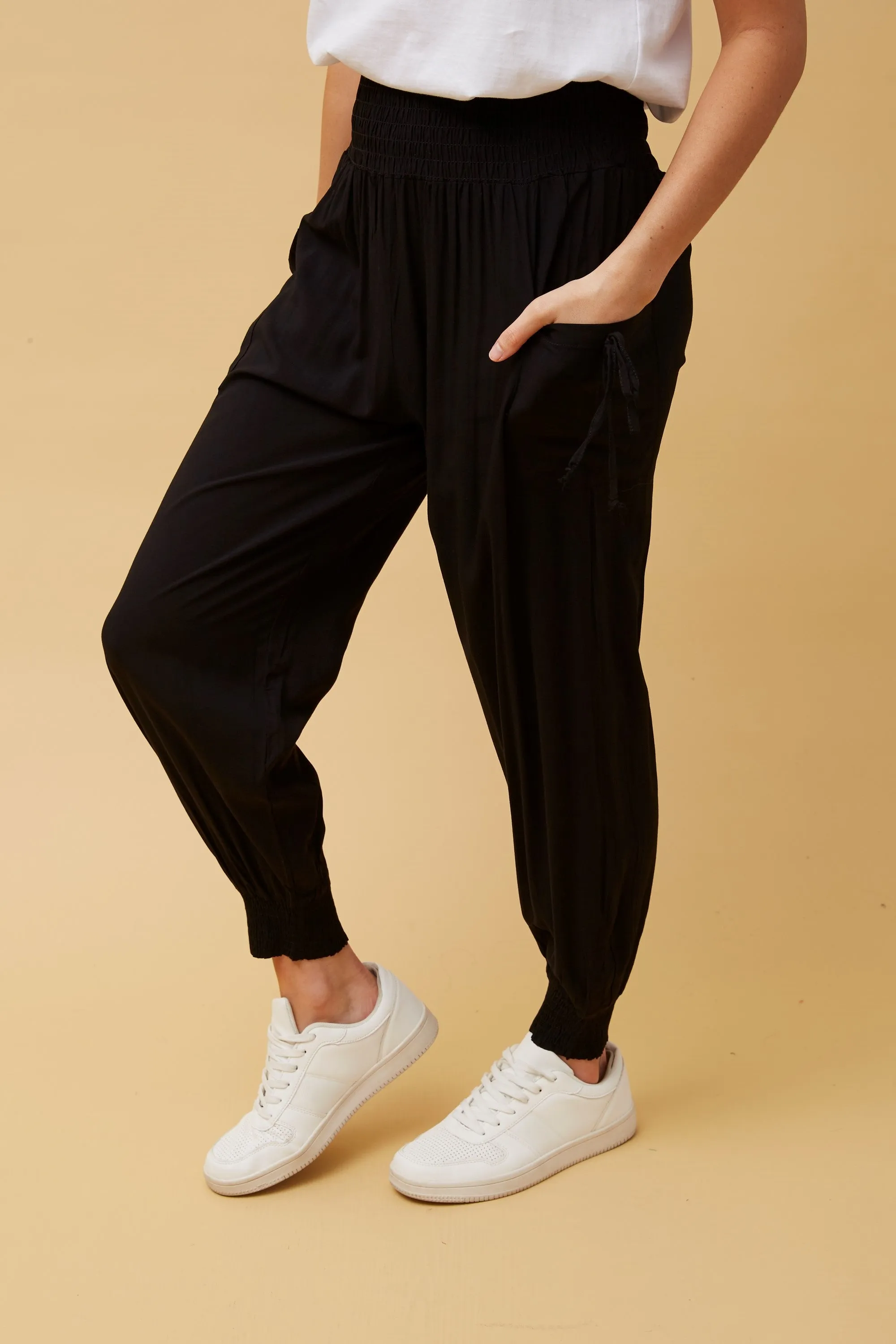 CKM |Solid Harem Pants | Black