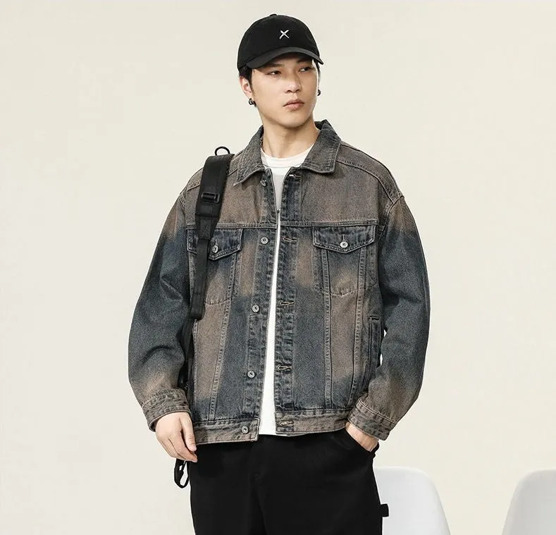 Classic Button-Up Trucker Jacket for Men in Durable Denim