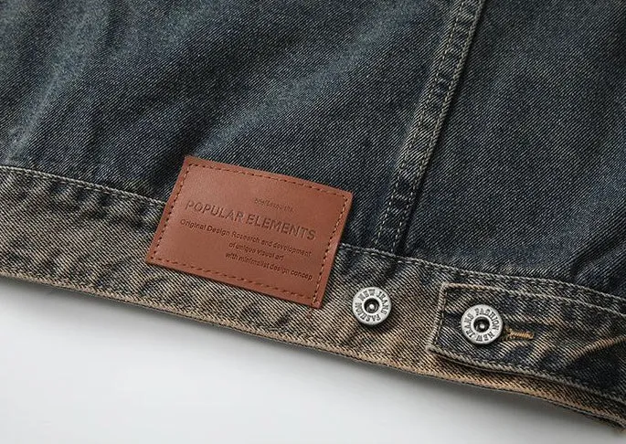 Classic Button-Up Trucker Jacket for Men in Durable Denim