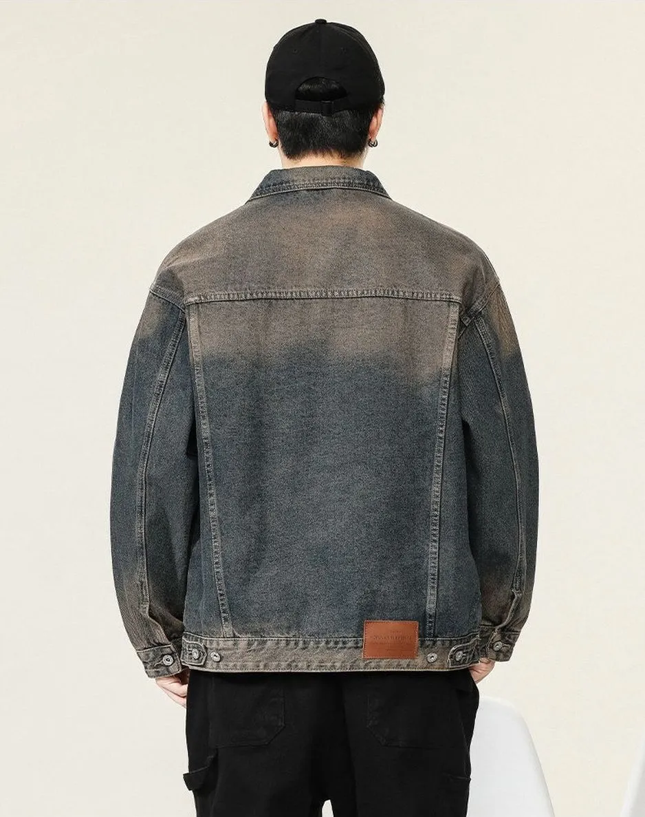Classic Button-Up Trucker Jacket for Men in Durable Denim