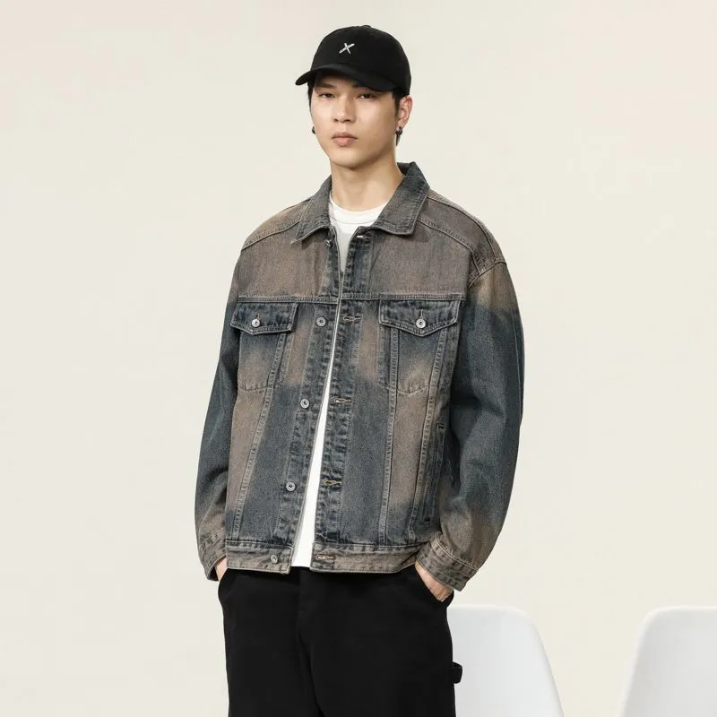 Classic Button-Up Trucker Jacket for Men in Durable Denim