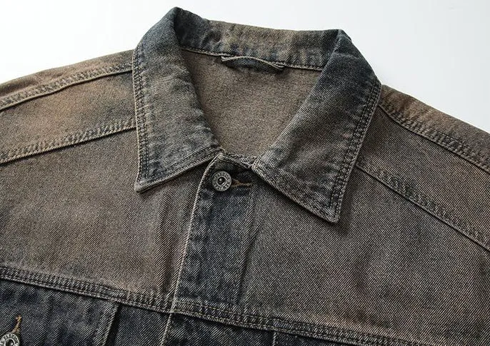 Classic Button-Up Trucker Jacket for Men in Durable Denim