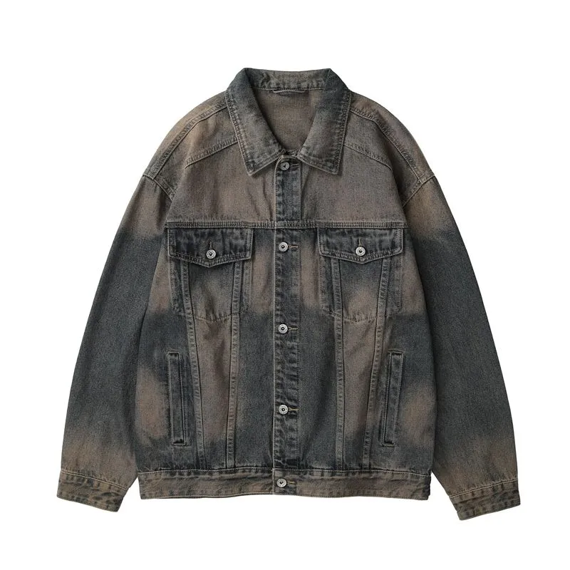 Classic Button-Up Trucker Jacket for Men in Durable Denim