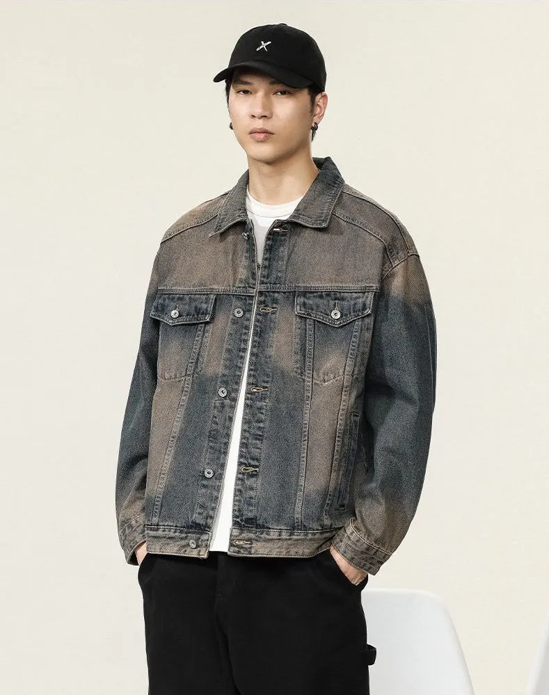 Classic Button-Up Trucker Jacket for Men in Durable Denim