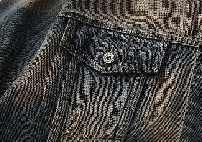 Classic Button-Up Trucker Jacket for Men in Durable Denim