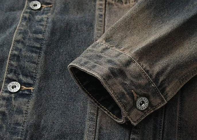 Classic Button-Up Trucker Jacket for Men in Durable Denim