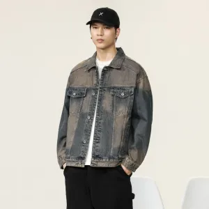 Classic Button-Up Trucker Jacket for Men in Durable Denim