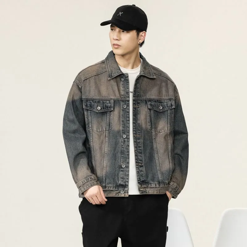 Classic Button-Up Trucker Jacket for Men in Durable Denim