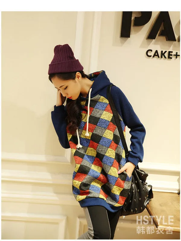 Clearance - multi color check hoodies