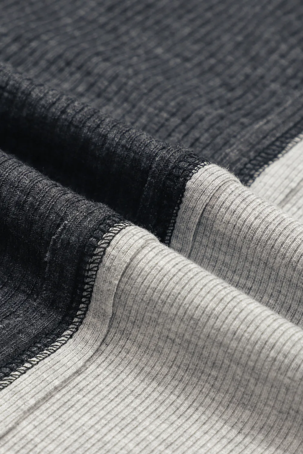 Colorblock Ribbed Henley Hoodie Gridder