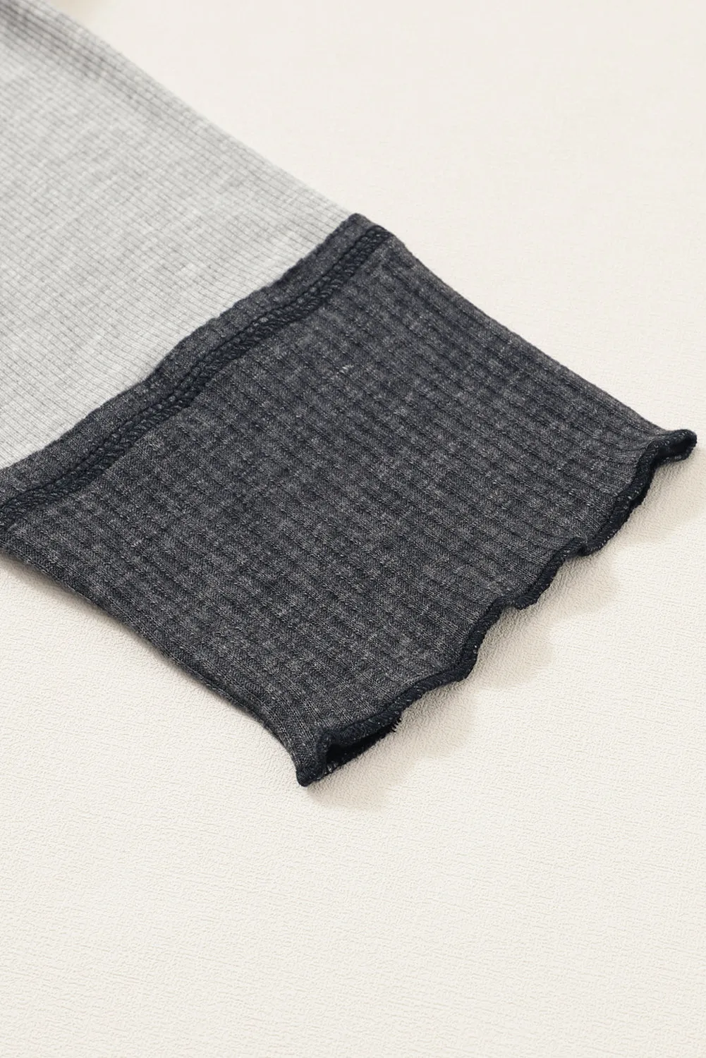 Colorblock Ribbed Henley Hoodie Gridder