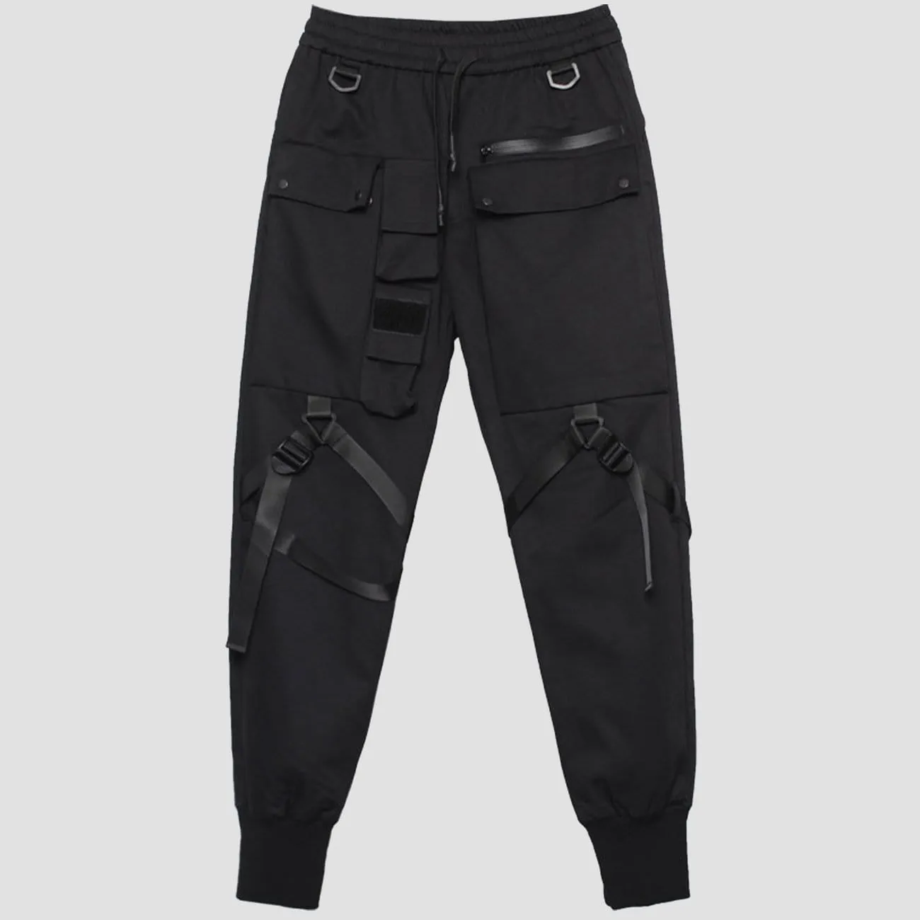 Combat Irregular Ribbons Multi Pockets Cargo Pants