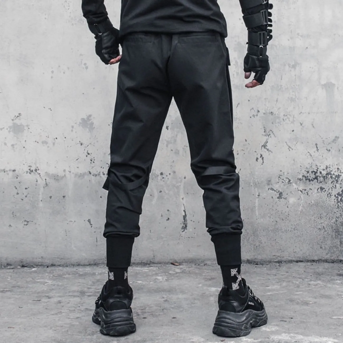 Combat Irregular Ribbons Multi Pockets Cargo Pants