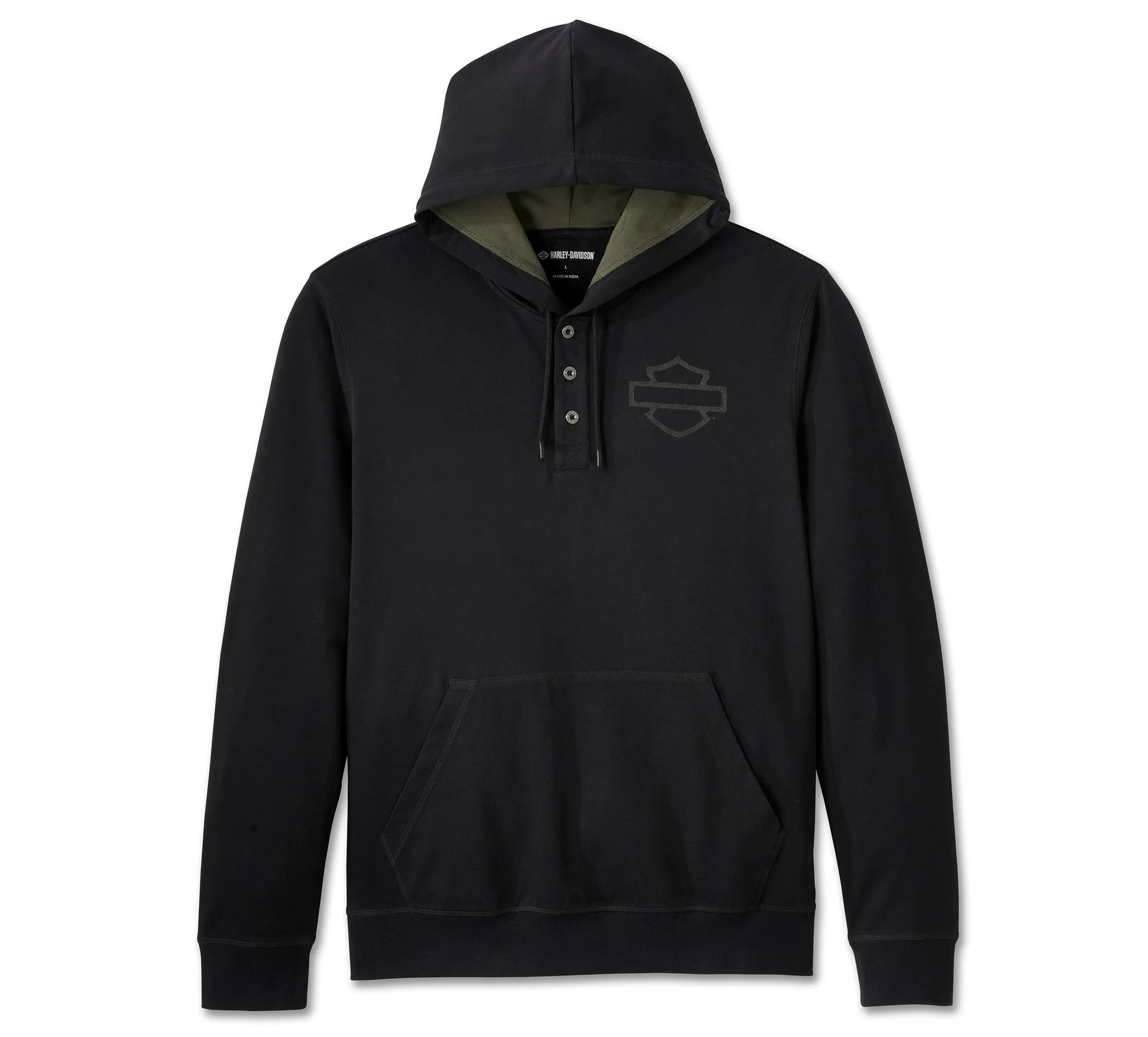 Cowboy Rider Hooded Henley - Harley Black