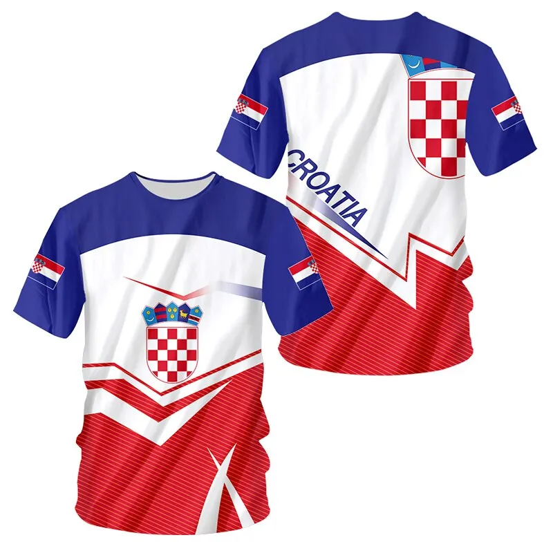 Croatia Flag Football Jersey Summer Men Soccer P