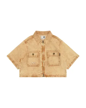 Cropped logo zip-up shirt