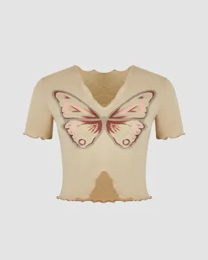 Cropped Retro Butterfly T-shirt