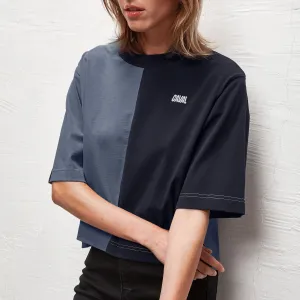 Cropped Split T-Shirt Blue