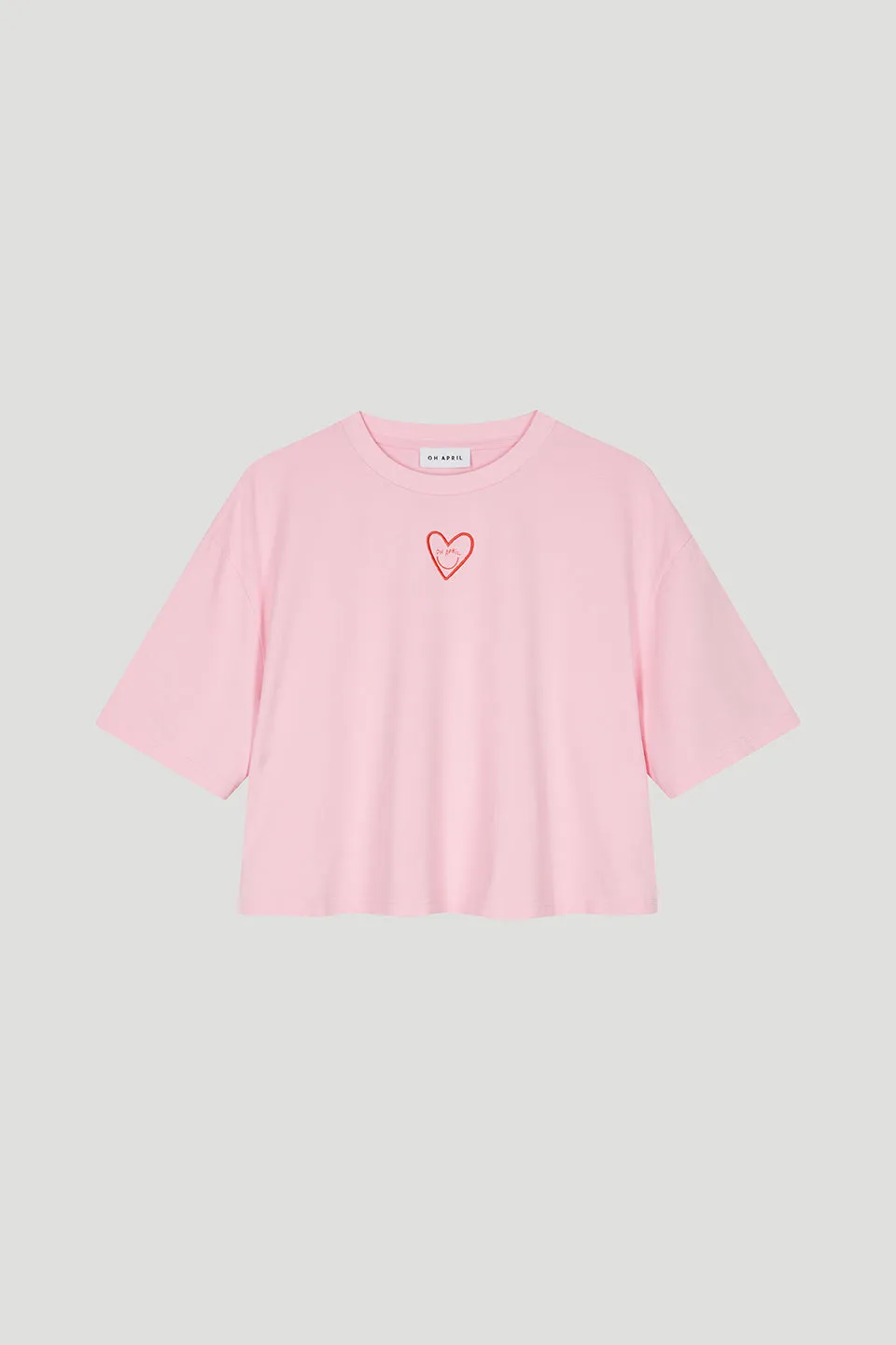 Cropped T-Shirt Heart Soft Blush