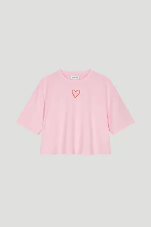 Cropped T-Shirt Heart Soft Blush