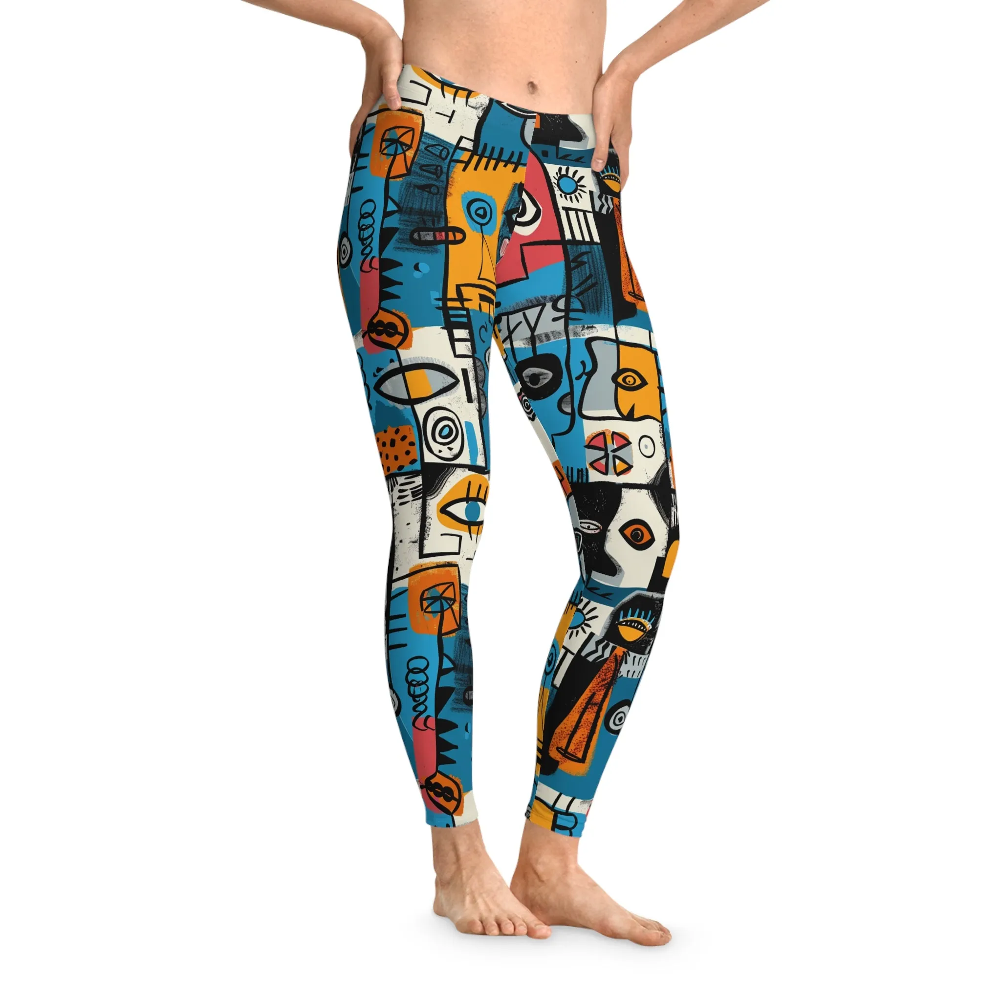 Cubist Chic Stretchy Leggings for Active Wear & Relaxation
