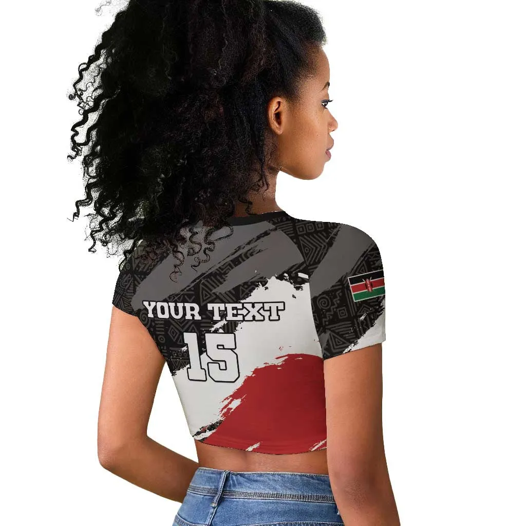 Custom Afro Kenya Raglan Cropped T shirt Rugby Sevens - African Pattern LT15