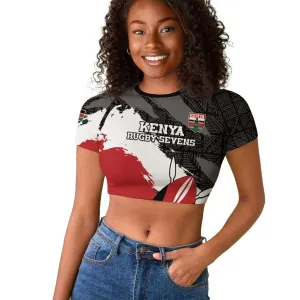 Custom Afro Kenya Raglan Cropped T shirt Rugby Sevens - African Pattern LT15