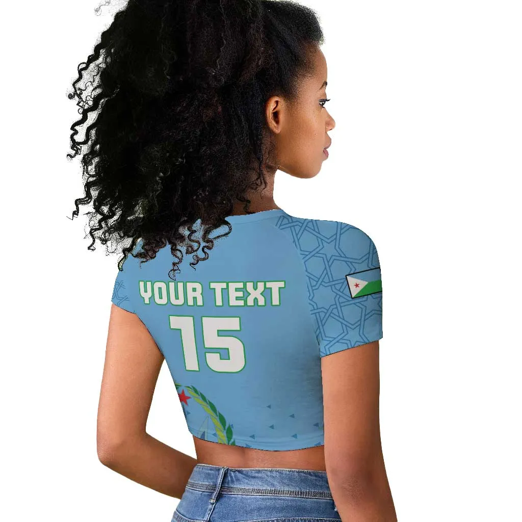 Custom Djibouti Football Raglan Cropped T shirt Go Champions LT15