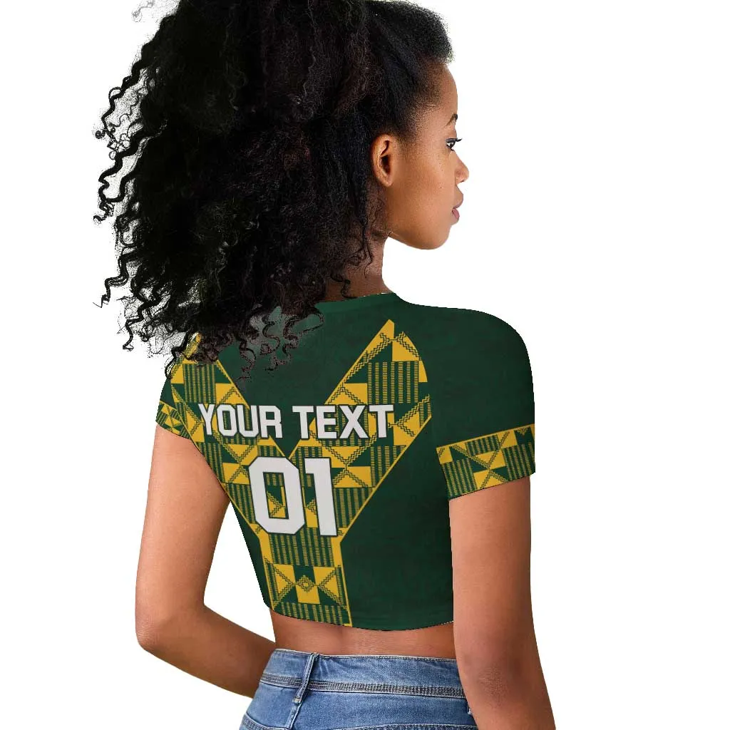 Custom South Africa 2024 Rugby Raglan Cropped T shirt Go Springboks Protea Pattern LT01