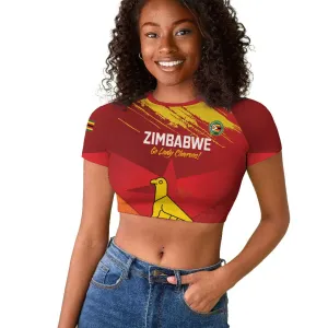 Custom Zimbabwe Cricket Raglan Cropped T shirt Go Lady Chevrons Grunge Style LT14