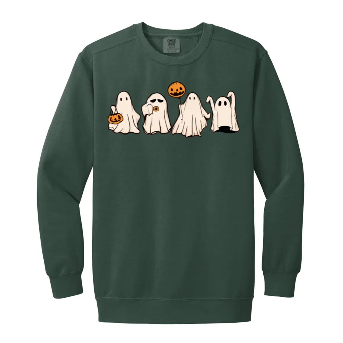 Cute Halloween Ghosts Crewneck Sweatshirt – Adorable Spooky Comfort Colors Pullover