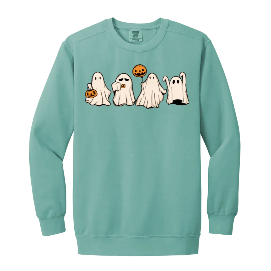 Cute Halloween Ghosts Crewneck Sweatshirt – Adorable Spooky Comfort Colors Pullover