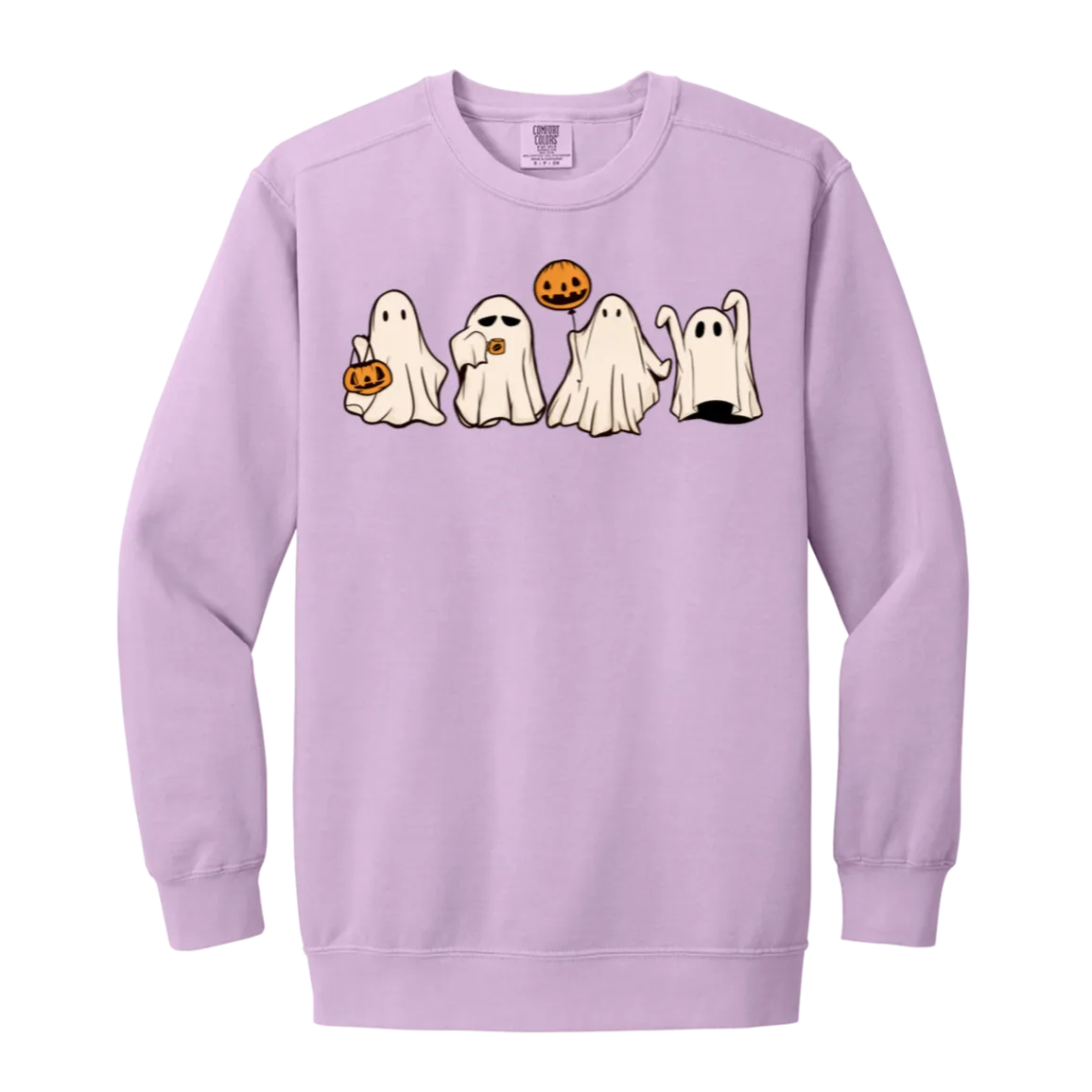 Cute Halloween Ghosts Crewneck Sweatshirt – Adorable Spooky Comfort Colors Pullover