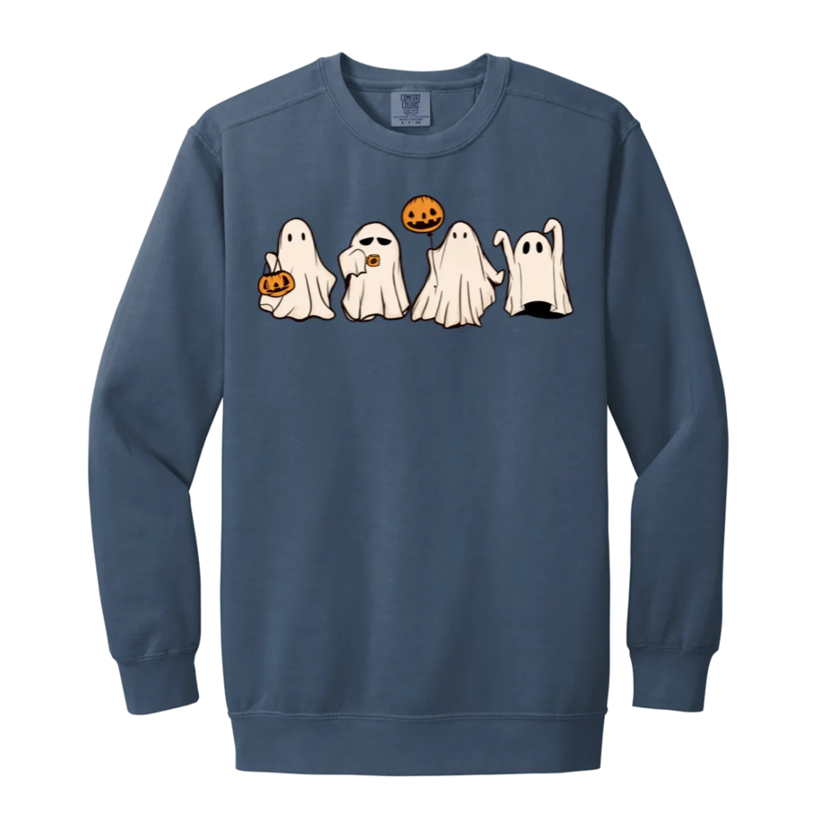 Cute Halloween Ghosts Crewneck Sweatshirt – Adorable Spooky Comfort Colors Pullover