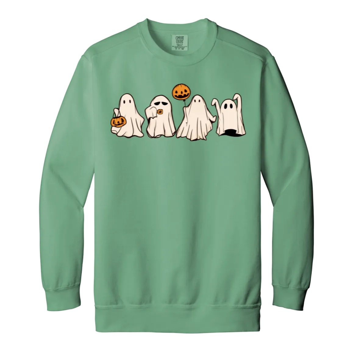 Cute Halloween Ghosts Crewneck Sweatshirt – Adorable Spooky Comfort Colors Pullover
