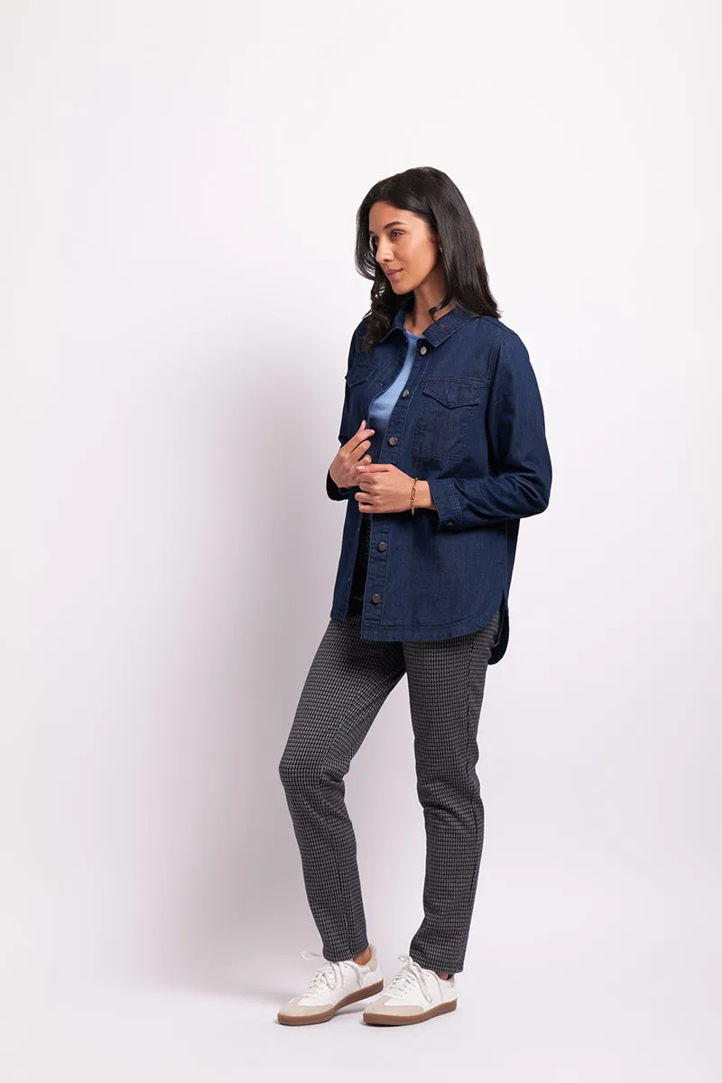 Denim Shacket in Dark Indigo